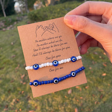 Load image into Gallery viewer, Pinky Promise Blue Bracelet Sets Colorful Crystal Bead Rope Chain Lucky Couple Bracelets Colorful Eye Bracelets Handmade Braided Rope Bracelets For Women Friendship Charm Jewelry
