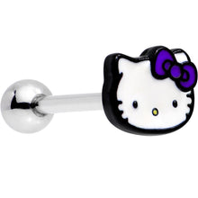 Load image into Gallery viewer, Officially Licensed Hello Kitty Cat Purple Bow Barbell Tongue Ring
