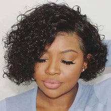Load image into Gallery viewer, Pixie Cut Short Curly Lace Front Human Hair Wigs for Black Women Brazilian Water Deep Wave Side Part Bob Wig Transparent Lace Wigs For Black Women Gifts for Girlfriends
