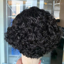 Load image into Gallery viewer, Pixie Cut Short Curly Lace Front Human Hair Wigs for Black Women Brazilian Water Deep Wave Side Part Bob Wig Transparent Lace Wigs For Black Women Gifts for Girlfriends
