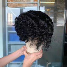 Load image into Gallery viewer, Pixie Cut Short Curly Lace Front Human Hair Wigs for Black Women Brazilian Water Deep Wave Side Part Bob Wig Transparent Lace Wigs For Black Women Gifts for Girlfriends
