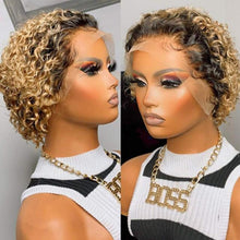 Load image into Gallery viewer, Pixie Cut Short Curly Wig Human Hair Wigs Pre Plucked Brazilian Deep Water Wave Virgin Lace Front Wig For Women With Baby Hair Wigs For Black Women Gifts for Girlfriends
