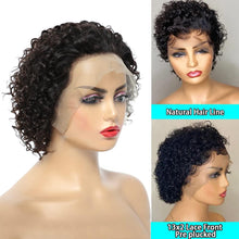 Load image into Gallery viewer, Pixie Cut Short Curly Wig Human Hair Wigs Pre Plucked Brazilian Deep Water Wave Virgin Lace Front Wig For Women With Baby Hair Wigs For Black Women Gifts for Girlfriends
