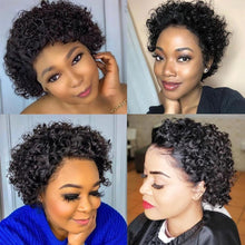 Load image into Gallery viewer, Pixie Cut Wig Short Curly Human Hair Wigs Human Hair Wig 13X1 Transparent Lace Wig For Women Human Hair Pre Plucked Baby Hair Wigs For Black Women

