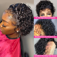 Load image into Gallery viewer, Pixie Cut Wig Short Curly Human Hair Wigs Human Hair Wig 13X1 Transparent Lace Wig For Women Human Hair Pre Plucked Baby Hair Wigs For Black Women
