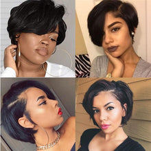 Load image into Gallery viewer, Pixie Cut Wig Short Lace Front Human Hair Wigs For Black Women Brazilian T part Straight Bob Wigs Lace Front Wig Remy Hair Side Part Wigs For Black Women Gifts for Girlfriends
