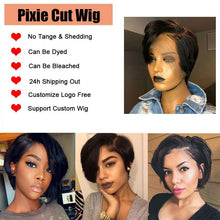 Load image into Gallery viewer, Pixie Cut Wig Short Lace Front Human Hair Wigs For Black Women Brazilian T part Straight Bob Wigs Lace Front Wig Remy Hair Side Part Wigs For Black Women Gifts for Girlfriends
