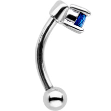 Load image into Gallery viewer, 5/16 Blue CZ Gem Fashionista Curved Eyebrow Rook Earring
