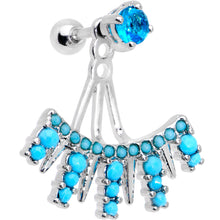 Load image into Gallery viewer, 1/4 Aqua Gem Darling Fan Dangle Cartilage Tragus Piercing
