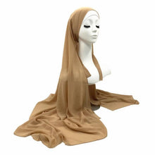 Load image into Gallery viewer, Plain Colorful Soft Lightweight Chiffon Elegant Hijab Scarf With Bandage Non-Slip Chiffon Echarpe Elegant Breathable Islam Long Hijabs Headband Fashion Turban Headwrap For Women
