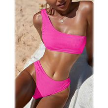 Load image into Gallery viewer, Plain One Shoulder Bikini Swimsuit
