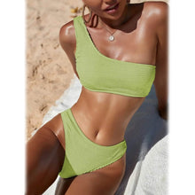 Load image into Gallery viewer, Plain One Shoulder Bikini Swimsuit

