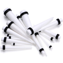 Load image into Gallery viewer, 14 to 00G 18 Piece White Acrylic Ear Stretching Taper Kit Set
