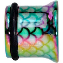 Load image into Gallery viewer, Rainbow Acrylic Magical Mermaid Single Flare Plug Set 4mm to 12mm
