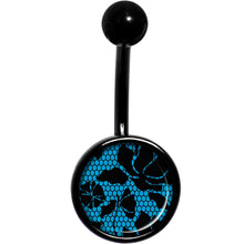 Load image into Gallery viewer, Blue Floral Lace Black Belly Ring
