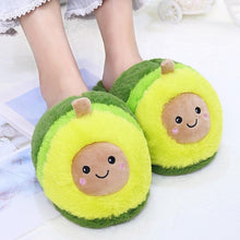 Load image into Gallery viewer, Plush Avocado Slippers Fruit Toys Cute Warm Winter Shoes Women Indoor Household Slippers With Fuzzy Plush Faux Fur Comfy Memory Foam Slip On House Shoes
