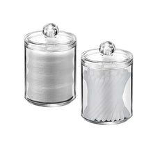 Load image into Gallery viewer, Portable 2pcs Cosmetics Storage Box Makeup Organizer Bathroom Jar Cotton Swab Cotton Pad Jewelry Round Plastic Box Storage Container
