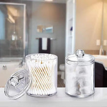 Load image into Gallery viewer, Portable 2pcs Cosmetics Storage Box Makeup Organizer Bathroom Jar Cotton Swab Cotton Pad Jewelry Round Plastic Box Storage Container
