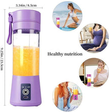 Load image into Gallery viewer, Portable Blender Mini Mixer Electric Juicer Machine Fresh Fruit Juice Blender Smoothie Maker Blender Cup Bottle A Travel Kitchen Portable USB Electric Fruit Juicer Squeezer Bottle Kitchen Tool for Orange Lemon

