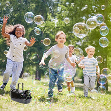 Load image into Gallery viewer, Portable Bubble Blowing Machine  with 2 Speeds Handle 3000-4000 Bubbles Per Minute Plug-In Battery Powered
