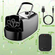 Load image into Gallery viewer, Portable Bubble Blowing Machine  with 2 Speeds Handle 3000-4000 Bubbles Per Minute Plug-In Battery Powered
