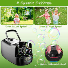 Load image into Gallery viewer, Portable Bubble Blowing Machine  with 2 Speeds Handle 3000-4000 Bubbles Per Minute Plug-In Battery Powered

