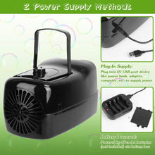 Load image into Gallery viewer, Portable Bubble Blowing Machine  with 2 Speeds Handle 3000-4000 Bubbles Per Minute Plug-In Battery Powered
