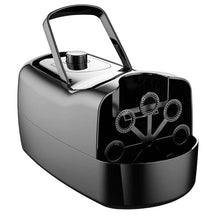 Load image into Gallery viewer, Portable Bubble Blowing Machine  with 2 Speeds Handle 3000-4000 Bubbles Per Minute Plug-In Battery Powered
