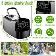 Load image into Gallery viewer, Portable Bubble Blowing Machine  with 2 Speeds Handle 3000-4000 Bubbles Per Minute Plug-In Battery Powered
