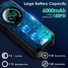 Load image into Gallery viewer, Portable Car Compressor Wireless Electric Air Pump 150 PSI with LED Light
