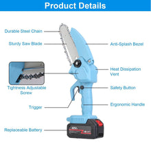 Load image into Gallery viewer, Portable Handheld Cordless Small Chain Saw Battery Powered

