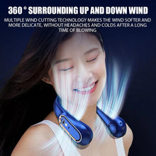Load image into Gallery viewer, Portable Mini Hanging Neck Fan Bladeless Neckband Fan Digital Display Power Air Cooler USB Rechargeable Electric Fans 5 Speed Personal Neck Fan for Women and Men
