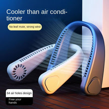 Load image into Gallery viewer, Portable Neck Fan Electric Wireless Fan Rechargeable USB Mini Fan Bladeless Personal Fans Hanging Neck Cooler for Outdoor Sports Headphone Design Neck Air Conditioner with 3 Wind Speed for Outdoor Indoor
