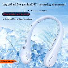 Load image into Gallery viewer, Portable Neck Fan USB Rechargeable 1200mAh Bladeless Fan Mini Electric Ventilator Silent Neckband Wearable Cooling for Sports Rechargeable Bladeless Headphone Design Neck Fans
