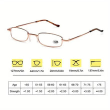 Load image into Gallery viewer, Portable Presbyopia Reading Glasses with Pen Tube Case - Unisex, Metal Frame, Spring Hinge, +1.00~+4.00, Plastic Lens
