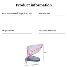 Load image into Gallery viewer, Portable Soap Dish Leaf Shape Soap Holder Leaf Shaped Soap Box Soap Dish For Bathroom Suction Cup Bathroom Storage For Soap Soap Dishes Sponge Container with Suction Cup Leaf Shape Self Draining for Bathroom Kitchen Sink
