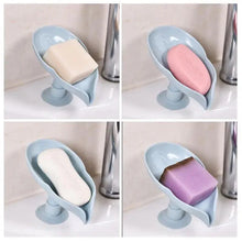 Load image into Gallery viewer, Portable Soap Dish Leaf Shape Soap Holder Leaf Shaped Soap Box Soap Dish For Bathroom Suction Cup Bathroom Storage For Soap Soap Dishes Sponge Container with Suction Cup Leaf Shape Self Draining for Bathroom Kitchen Sink
