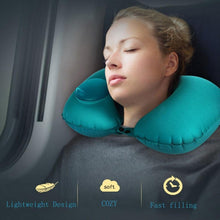 Load image into Gallery viewer, Portable U-Shape Inflatable Travel Pillow Car Head Rest Air Cushion for Travel Office Nap Head Rest Air Cushion Neck Pillow  Inflatable Travel Neck Pillows Hand Press U-Shaped Headrest Cushion Compressible Ergonomic Inflating Pillows for Neck Support
