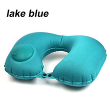 Load image into Gallery viewer, Portable U-Shape Inflatable Travel Pillow Car Head Rest Air Cushion for Travel Office Nap Head Rest Air Cushion Neck Pillow  Inflatable Travel Neck Pillows Hand Press U-Shaped Headrest Cushion Compressible Ergonomic Inflating Pillows for Neck Support
