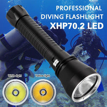 Load image into Gallery viewer, Powerful LED Rechargeable Dive Flashlight Cree Diving Flashlight Underwater Waterproof  High Lumen LED Scuba Diving  Torch Flashlight For Scuba Diving Underwater Torch
