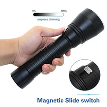 Load image into Gallery viewer, Powerful LED Rechargeable Dive Flashlight Cree Diving Flashlight Underwater Waterproof  High Lumen LED Scuba Diving  Torch Flashlight For Scuba Diving Underwater Torch
