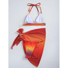 Load image into Gallery viewer, Print Swimsuit 3 Piece Mesh Bikini Set  Women's Ribbed Floral Bikini Set Tie Side Swimsuit Cover Ups Daisy Butterfly Print Three Piece Bikini Swimwear Triangle Micro Bikini String Halter Swimwear Women Low Waist Bathing Suit
