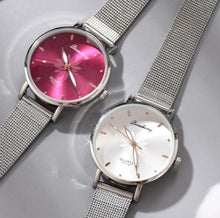 Load image into Gallery viewer, Women's Stylish Elegant Watch With Braided Steel Bracelet With Shiny Background Unique Design Perfect Gif
