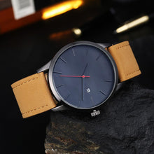 Load image into Gallery viewer, Men's Elegant Watch With Date Display And Stitched Leather Straps Unique Design Perfect Gift

