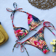 Load image into Gallery viewer, Beautiful Multicolored Women High Waist Bikini Swimwear Women Halter Push Up Bikini Set Swimsuit Women's Flower Print Bikini High Waist Beach Swimsuits Sporty Two Piece Bathing Suit Female Beach Wear Bathing Suit
