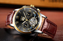 Load image into Gallery viewer, Business Men's Waterproof Watch With Chronometers Date Large Roman Numerals And Decorative Spiral
