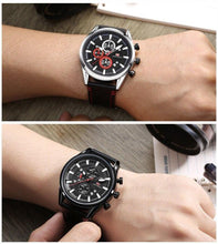 Load image into Gallery viewer, Brown Luxury Mens Watches Strong Leather Strap Modern Design Waterproof Multifunctional Business Wrist Watch
