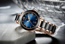 Load image into Gallery viewer, Waterproof Womens Watch With Stainless Steel Bracelet Combined With Ceramic Stones Fluorescent Hands And Shining Background Decorated With Zircons
