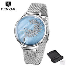 Load image into Gallery viewer, Luxury Womens Round Watch Simple Analog Quartz Watches Elegant Stainless Steel Mesh Strap Fashionable Wrist Watch For Woman
