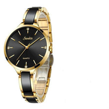 Load image into Gallery viewer, Women's Waterproof Modern Wrist Watch With Ceramic Bracelet And Shining Background Decorated With Zircons
